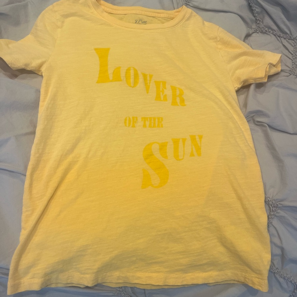 J. Crew Yellow Short Sleeve graphic all cotton  Tee “Lover of the Sun”